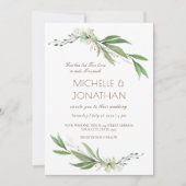 Einfache Elegante Blumengrün Christliche Hochzeit Einladung (Vorderseite)