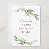 Einfache Elegante Blumengrün Christliche Hochzeit Einladung (Rückseite)