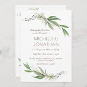 Einfache Elegante Blumengrün Christliche Hochzeit Einladung (Vorne/Hinten)