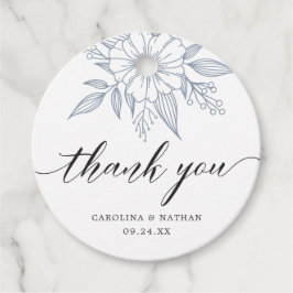 Einfache Elegante Blumenhochzeit Danke Blue Geschenkanhänger