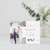 Einfache Elegante Blumenhochzeit Dankeschön-Karte Postkarte (Stehend Vorderseite)