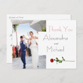 Einfache Elegante Blumenhochzeit Dankeschön-Karte Postkarte (Vorne/Hinten)