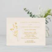 Einfache Elegante Blumenhochzeit Elfenbeinschwarz Folieneinladung (Stehend vorne)