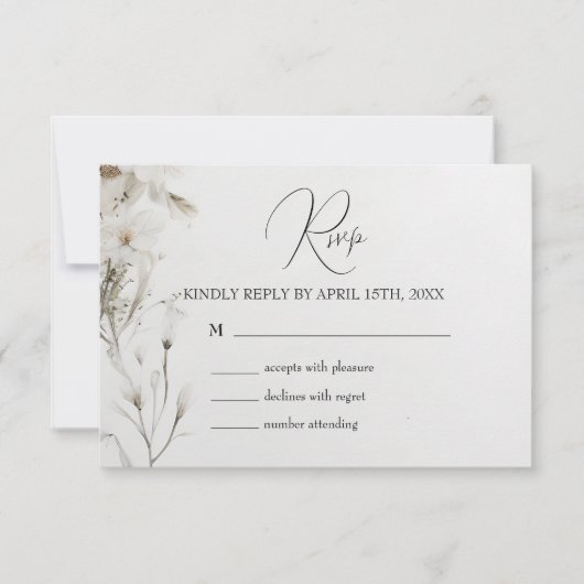 Einfache Elegante Blumenhochzeit RSVP Karte (Vorderseite)
