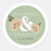 Einfache Elegante Blumenhochzeit Runder Aufkleber (Vorderseite)