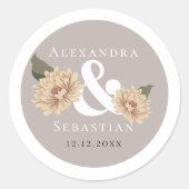 Einfache Elegante Blumenhochzeit Runder Aufkleber (Vorderseite)