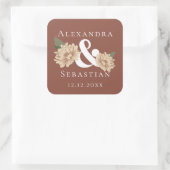 Einfache Elegante Blumenhochzeit speichert das Dat Quadratischer Aufkleber (Tasche)