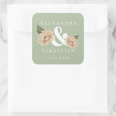 Einfache Elegante Blumenhochzeit speichert das Dat Quadratischer Aufkleber (Tasche)