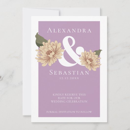 Einfache Elegante Blumenhochzeit speichert das Dat Save The Date (Vorderseite)