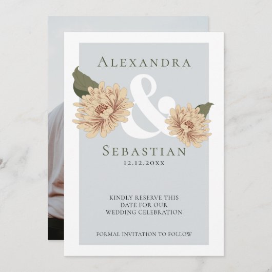 Einfache Elegante Blumenhochzeit speichert das Dat Save The Date (Vorne/Hinten)