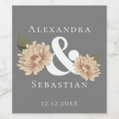 Einfache Elegante Blumenhochzeit speichert das Dat Weinetikett (Einzelnes Label)