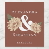 Einfache Elegante Blumenhochzeit speichert das Dat Weinetikett (Einzelnes Label)