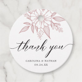 Einfache Elegante Blumenhochzeit Vielen Dank Blush Geschenkanhänger