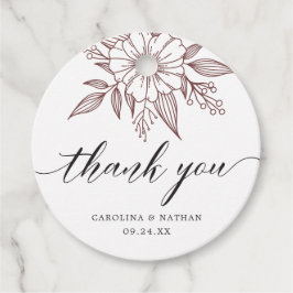 Einfache Elegante Blumenhochzeit Vielen Dank Red Geschenkanhänger