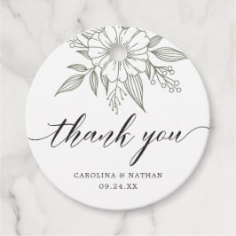 Einfache Elegante Blumenhochzeit Vielen Dank Sage Geschenkanhänger