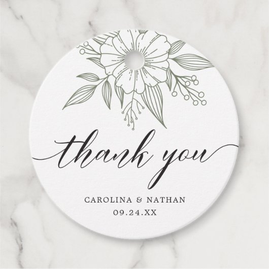 Einfache Elegante Blumenhochzeit Vielen Dank Sage Geschenkanhänger (Vorderseite)