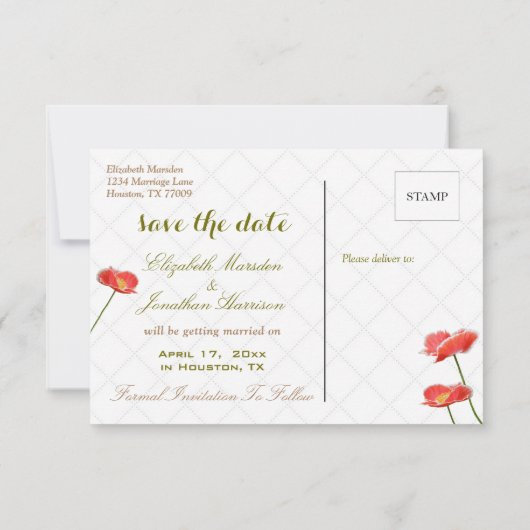 Einfache Elegante Blumenpfropfen Save the Date Einladung (Rückseite)