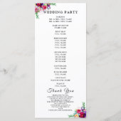 Einfache Elegante Blumenschrift |Moderne Hochzeit Programm (Rückseite)