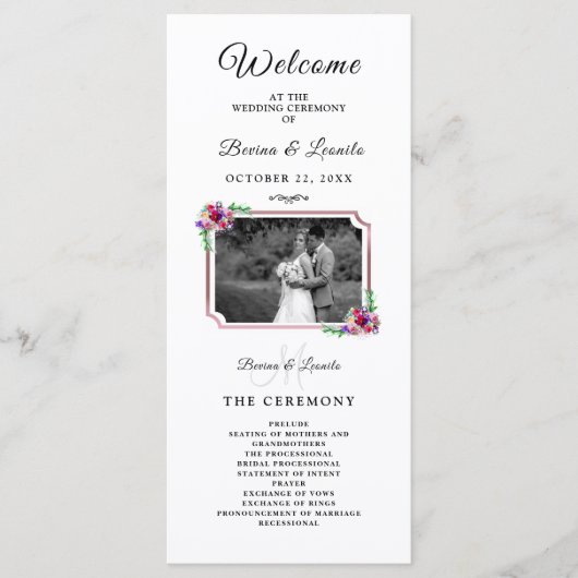 Einfache Elegante Blumenschrift |Moderne Hochzeit Programm (Vorderseite)