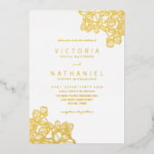 Einfache Elegante Blumensommer Hochzeit Real Gold Folieneinladung (Vorderseite)