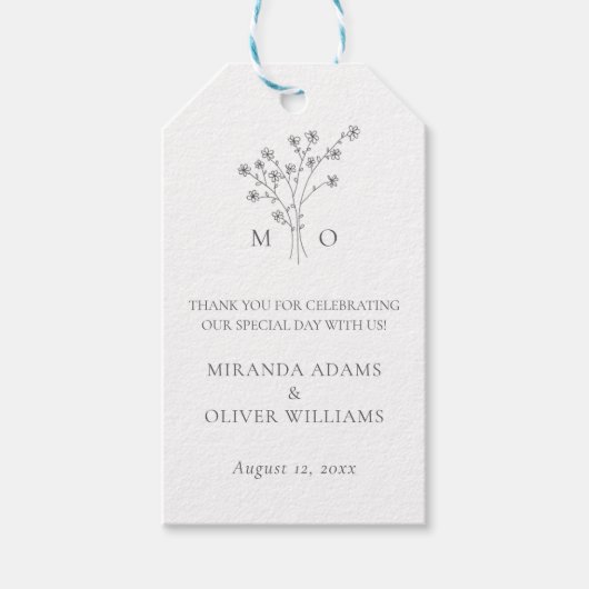 Einfache, elegante Blumenstrauß minimalistische Ho Geschenkanhänger (Vorderseite)