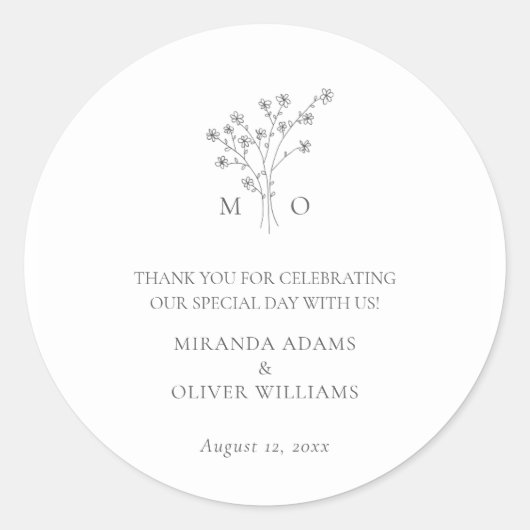 Einfache, elegante Blumenstrauß minimalistische Ho Runder Aufkleber (Vorderseite)