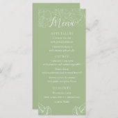 Einfache Elegante Blumenweihe Grüne Hochzeit Menükarte (Vorne/Hinten)
