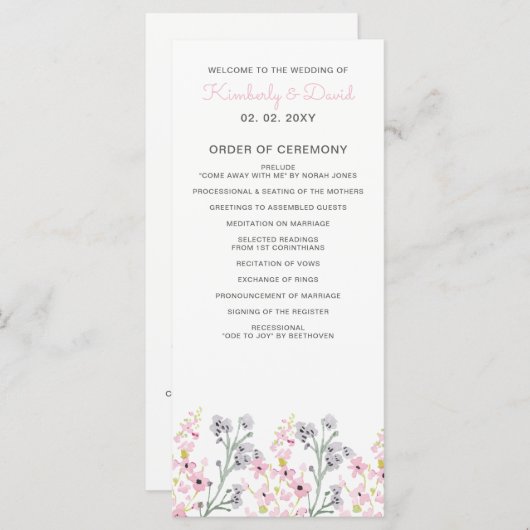 Einfache, elegante Blush-Hochzeit Programm (Vorne/Hinten)