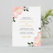 Einfache, elegante Blush Pink Floral Wedding Gold Folieneinladung (Stehend vorne)