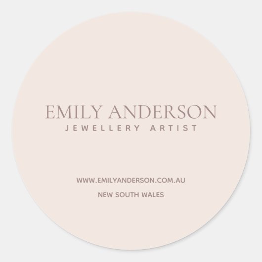 EINFACHE ELEGANTE BLUSH PINK MINIMAL KÜNSTLERISCHE RUNDER AUFKLEBER (Vorderseite)