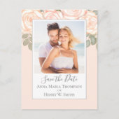 Einfache Elegante Blütenpfirsich Rose Bouquet Postkarte (Vorderseite)