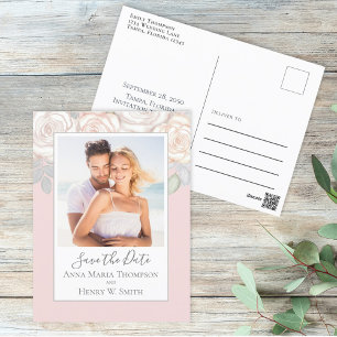 Einfache Elegante Blütenrot Rosa Bouquet Postkarte