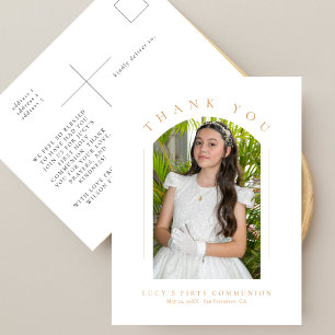 Einfache Elegante Bogen-Foto Erster Kommunion Dank Postkarte