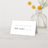 Einfache Elegante Boho Tischnummer Card Platzkarte (Vorderseite)