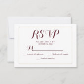 Einfache, elegante Bordeaux RSVP Karte (Vorderseite)