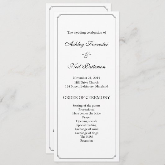 Einfache Elegante Border Hochzeit Programm (Vorne/Hinten)