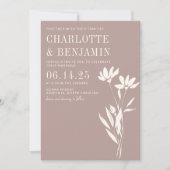 Einfache Elegante Botanische Dusty Mauve Ivory Hoc Einladung (Vorderseite)