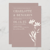 Einfache Elegante Botanische Dusty Mauve Ivory Hoc Einladung (Vorne/Hinten)