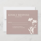 Einfache Elegante Botanische Dusty Mauve Ivory Hoc RSVP Karte (Vorderseite)