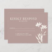 Einfache Elegante Botanische Dusty Mauve Ivory Hoc RSVP Karte (Vorne/Hinten)