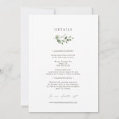 Einfache elegante botanische Hochzeitdetails und Einladung (Rückseite)