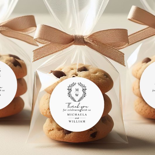 Einfache elegante botanische Kranz-Gastgeschenk Ho Runder Aufkleber