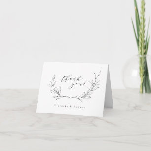 Einfache elegante botanische Kranzhochzeit Dankeskarte