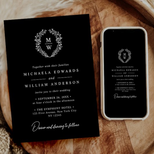 Einfache, elegante Botanische Kranzschrift nur Hoc Einladung