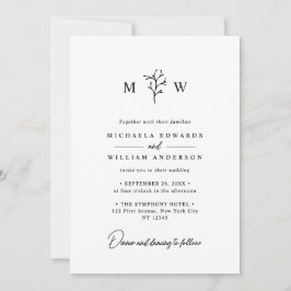 Einfache, elegante Botanische Typografie-Hochzeit Einladung
