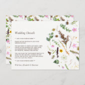 Einfache Elegante botanische Wildblume Hochzeit De Begleitkarte (Vorne/Hinten)