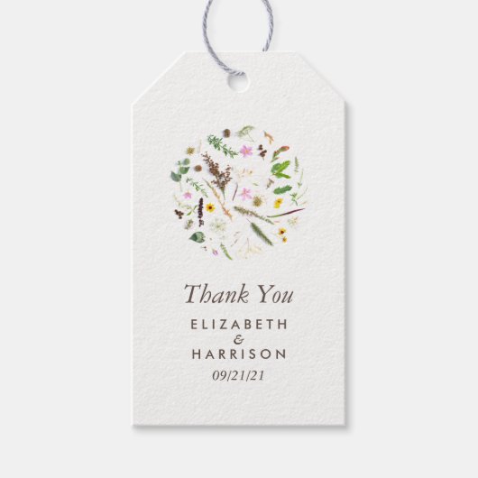 Einfache, elegante Botanische Wilde Blume Hochzeit Geschenkanhänger (Vorderseite)