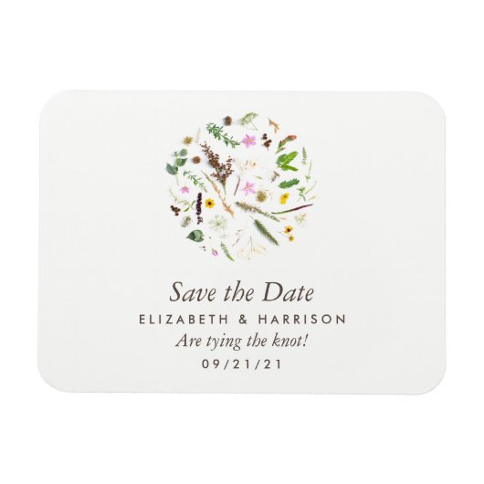 Einfache, elegante Botanische Wilde Blume Hochzeit Magnet (Horizontal)