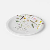 Einfache, elegante Botanische Wilde Blume Hochzeit Pappteller (Schrägansicht)
