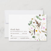 Einfache, elegante Botanische Wilde Blume Hochzeit RSVP Karte (Vorderseite)